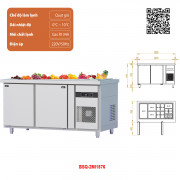 Tủ bàn Salad quạt gió 2 cánh BSQ-2MI1576