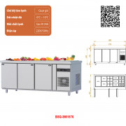 Tủ bàn Salad quạt gió 3 cánh BSQ-3MI1876