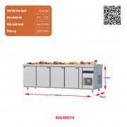Tủ bàn Salad quạt gió 4 cánh inox BSQ-4MI2276