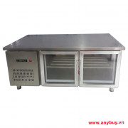 Bàn mát inox cánh kính làm lạnh quạt gió dài 150cm Bàn mát inox cánh kính làm lạnh quạt gió dài 150cm