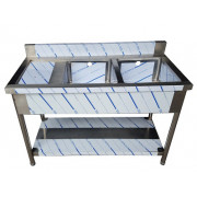 Chậu rửa inox công nghiệp 2 hố bàn ra đồ