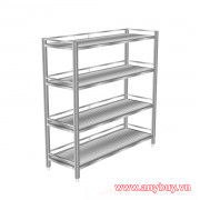 Kệ Inox 4 tầng dài 1,4 m - Có giá nan